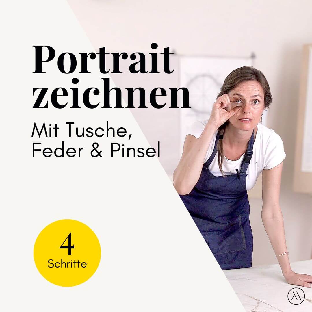 Genial Zeichnen - Portraitzeichnen mit Tusche Feder und Japanpinsel - Copyright Maja Oschmann